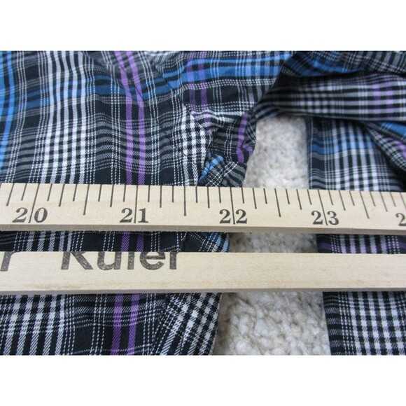 Peter Millar Shirt Mens Medium Black Purple Plaid Preppy Cotton Casual Button Up - Picture 6 of 8